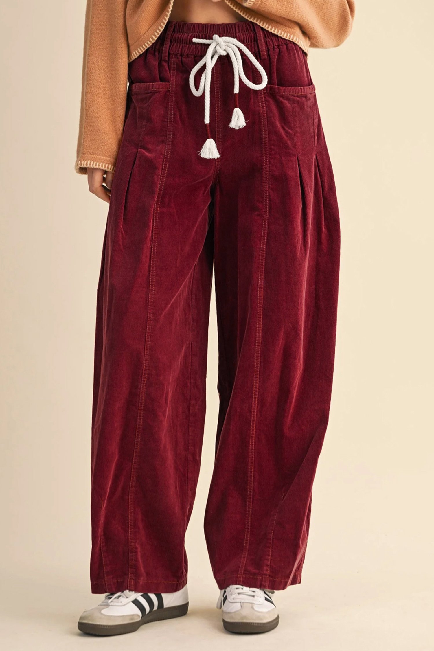 Drawstring Corduroy Pants - Image 3