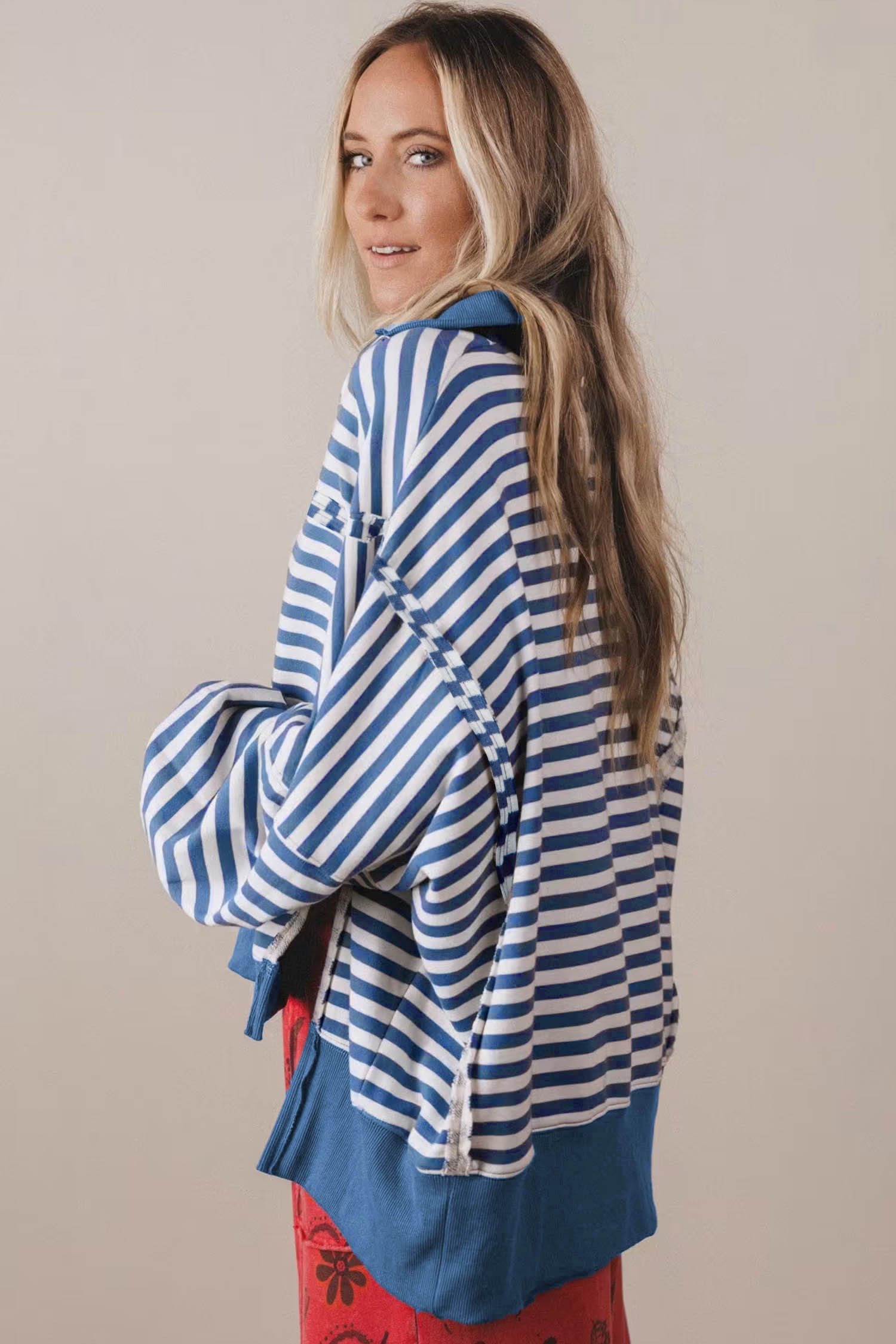 Sea Stripe Pullover Sweatshirt - Image 14