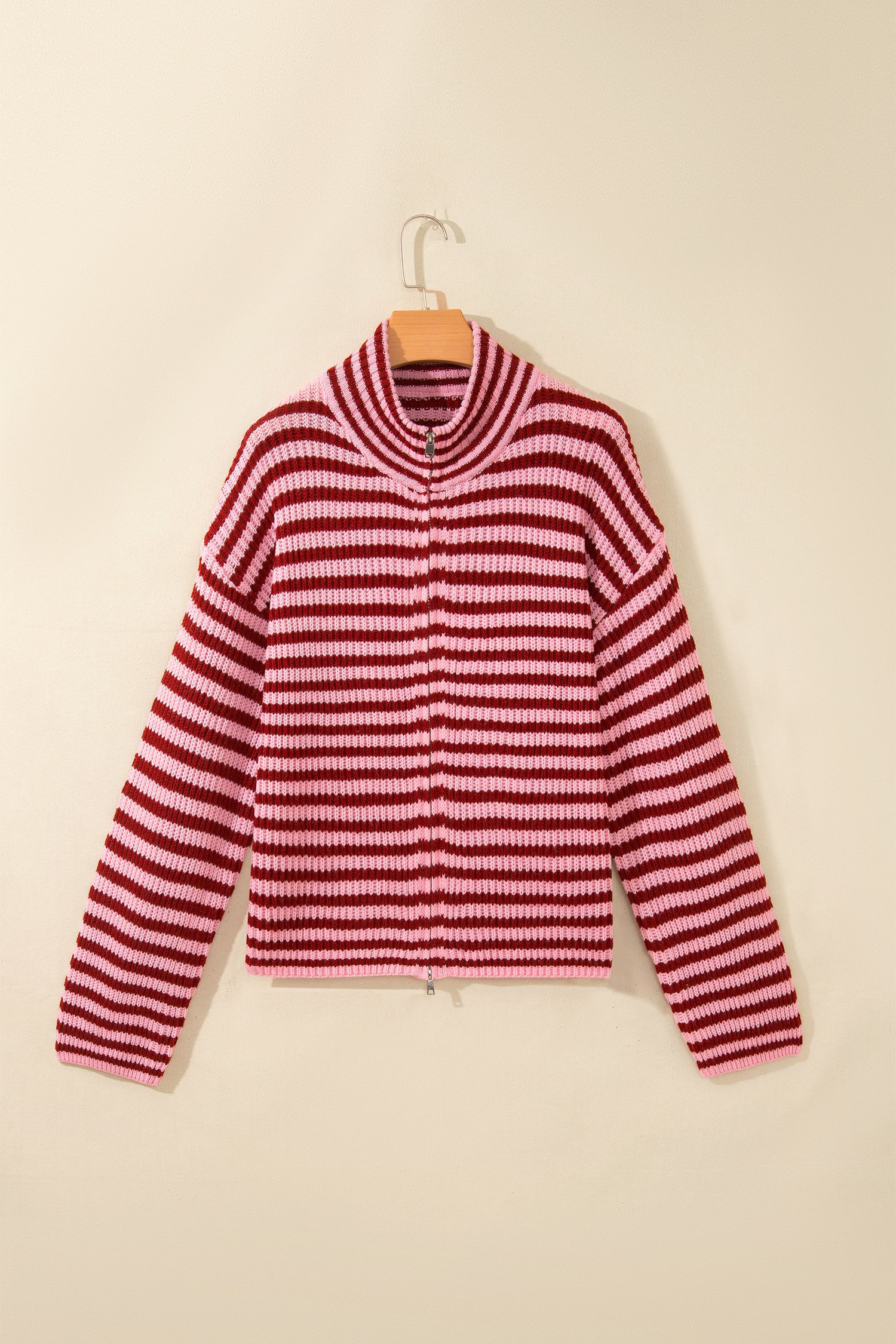 Red Stripe Open Front Cardigan - Image 3