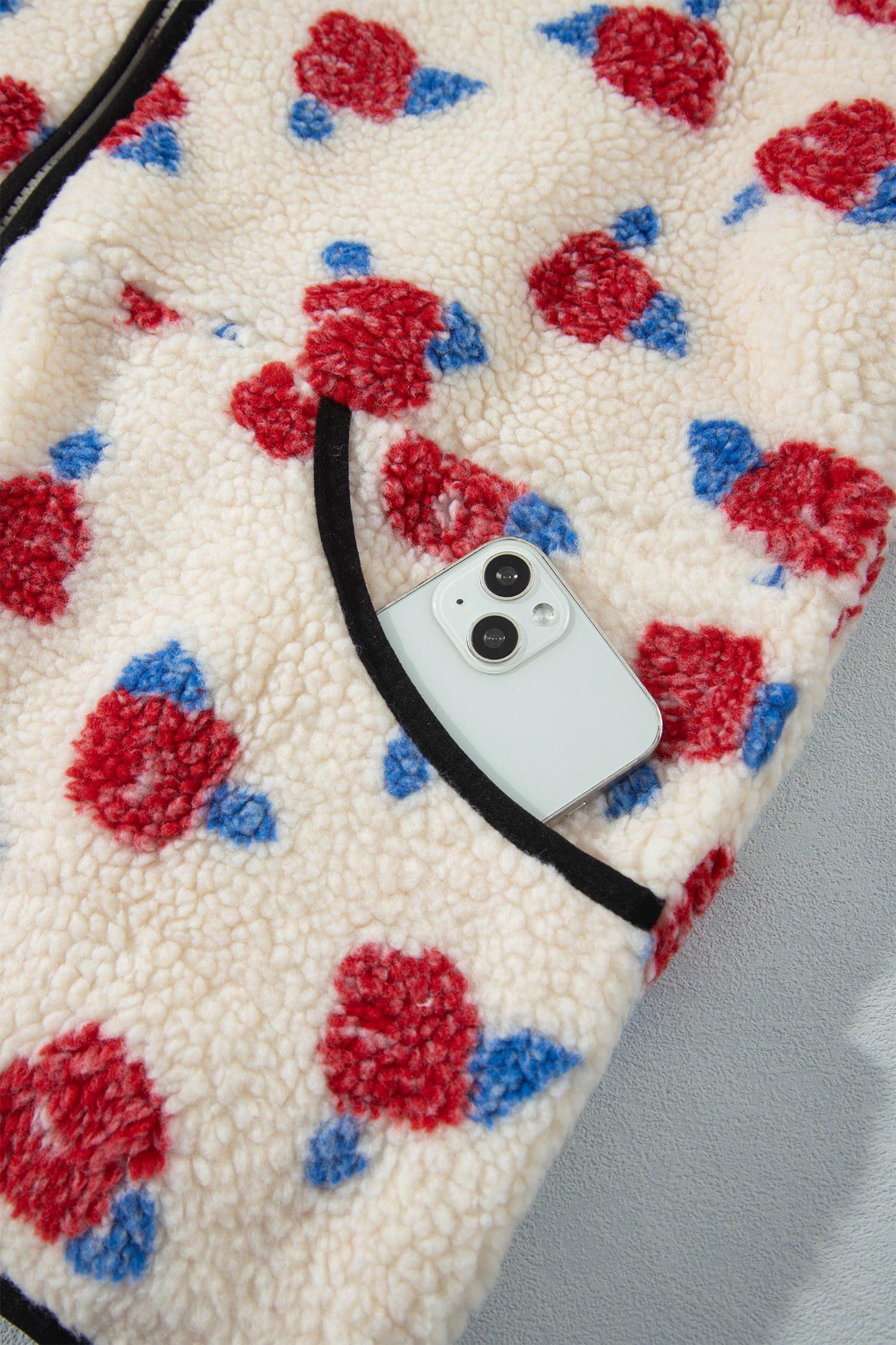 Floral Print Fleece Coat - Image 7