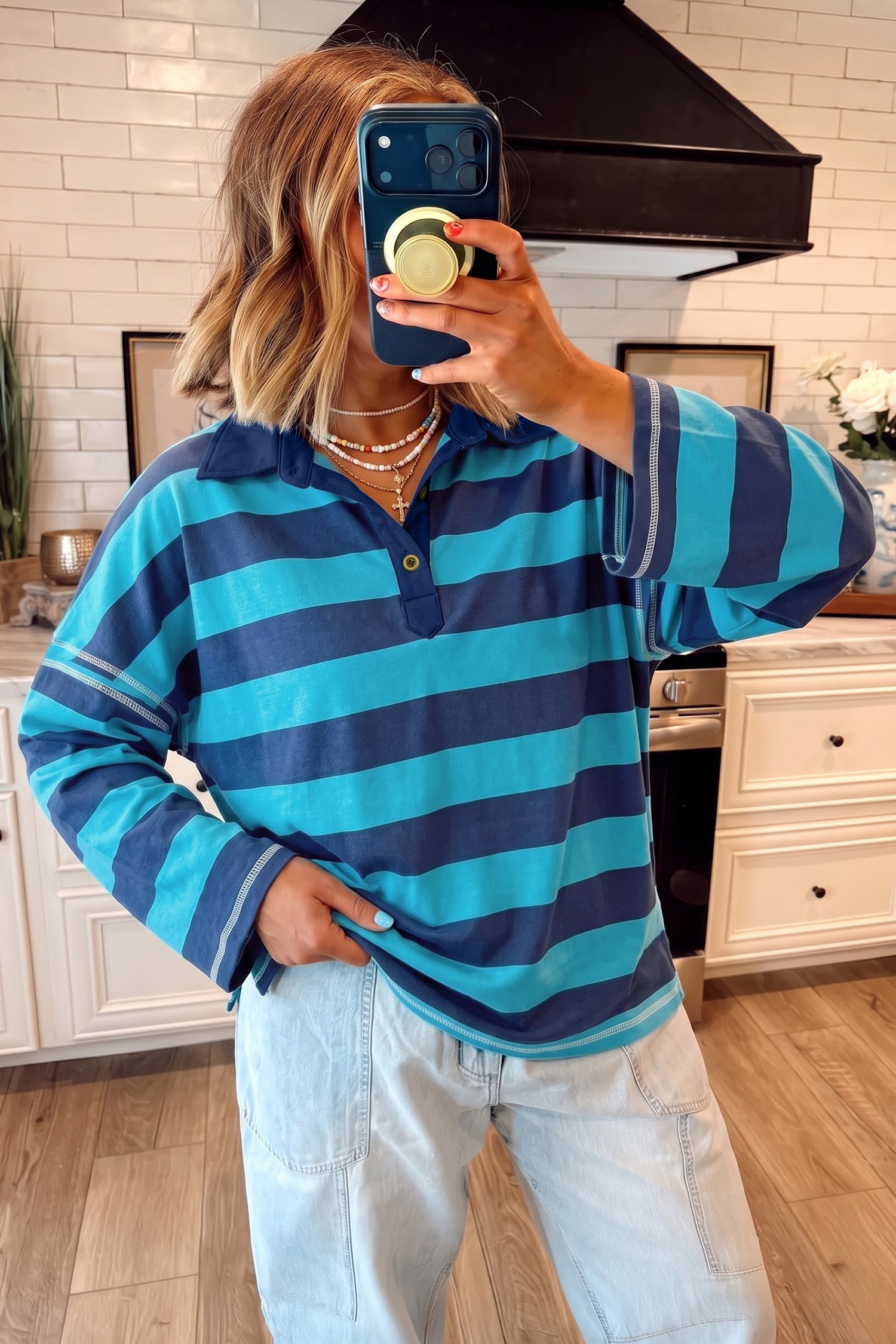 Blue Stripe Loose Top - Image 3
