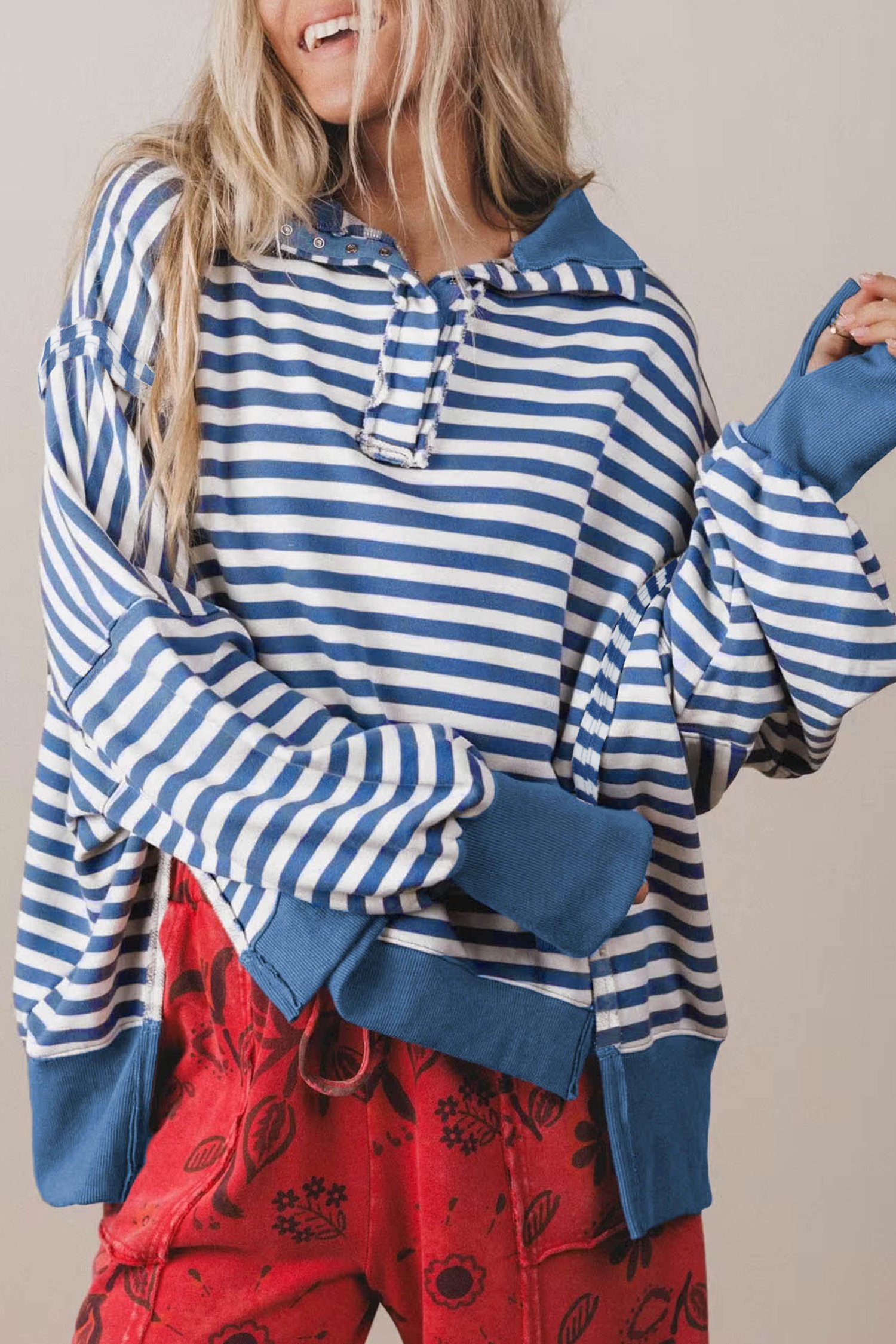 Sea Stripe Pullover Sweatshirt - Image 11