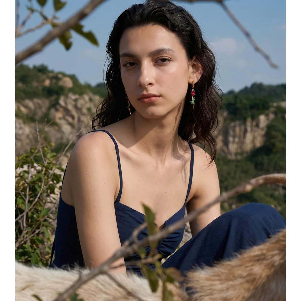 Rose Vine Drop Earrings - Image 3